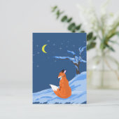 Winter Night Fox Briefkaart (Staand voorkant)