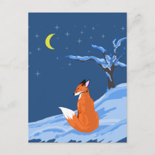 Winter Night Fox Briefkaart