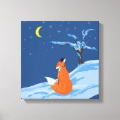 Winter Night Fox Canvas Afdruk (Voorkant)