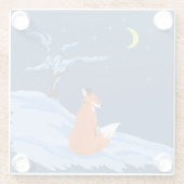 Winter Night Fox Glazen Onderzetter (Achterkant)