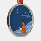 Winter Night Fox Metalen Ornament (Rechts)