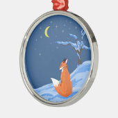 Winter Night Fox Metalen Ornament (Links)