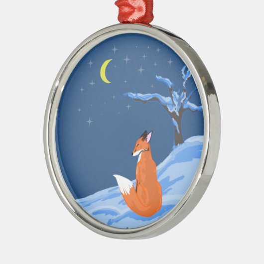 Winter Night Fox Metalen Ornament (Links)