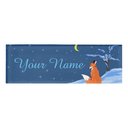 Winter Night Fox Naambadge (Voorkant)