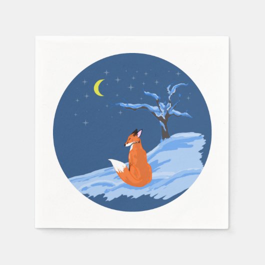 Winter Night Fox Servetten (Voorkant)