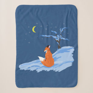 Winter Night Fox Sherpa Deken