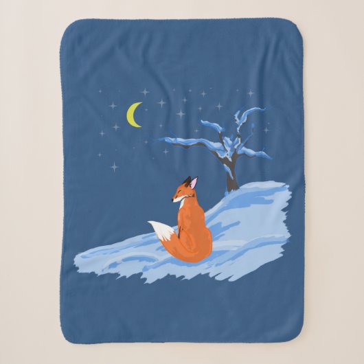 Winter Night Fox Sherpa Deken (Voorkant)