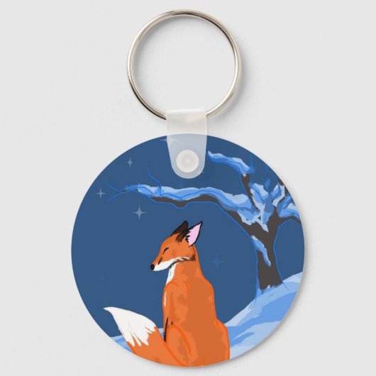 Winter Night Fox Sleutelhanger (Voorkant)