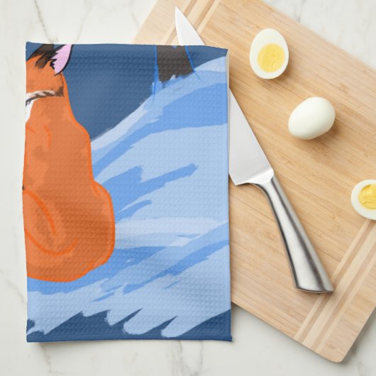 Winter Night Fox Theedoek (Quarter Fold)