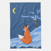 Winter Night Fox Theedoek (Verticaal)