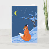 Winter Night Fox Wenskaart Kaart (Voorkant)