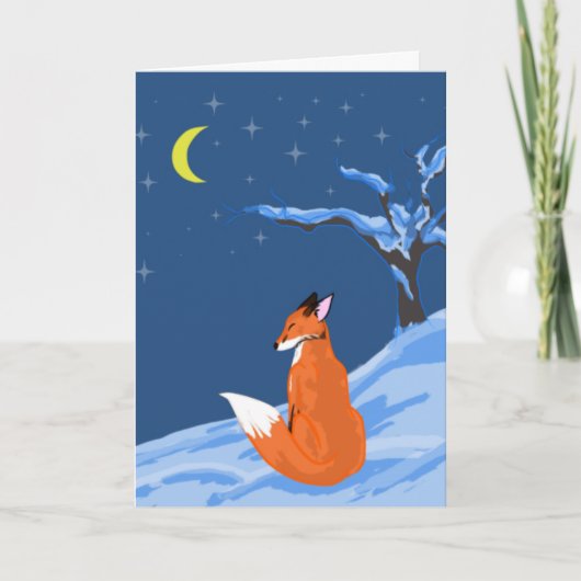 Winter Night Fox Wenskaart Kaart (Voorkant)