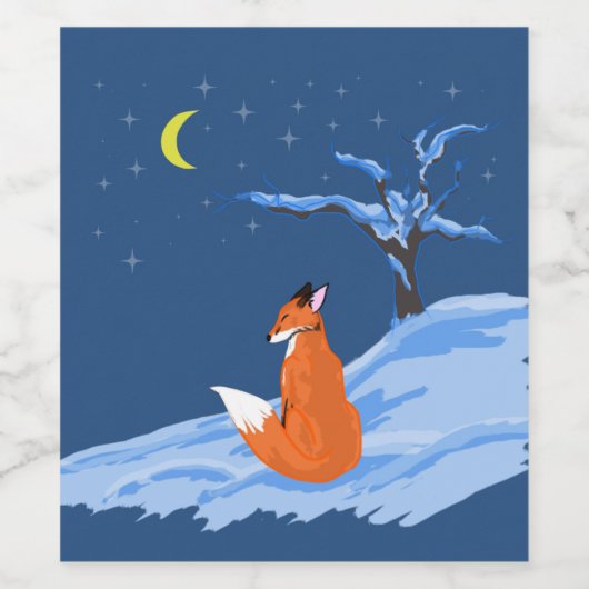 Winter Night Fox Wijn Etiket (Enkel label)