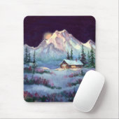 WINTER NIGHT LOG CABIN DOOR SHARON SHARPE MUISMAT (Met muis)