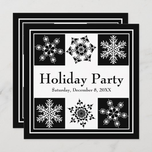 Winter Night Party Elegant Snowflakes Kerstmis Kaart (Voorkant / Achterkant)