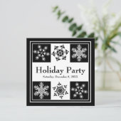 Winter Night Party Elegant Snowflakes Kerstmis Kaart (Staand voorkant)