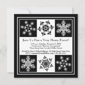 Winter Night Party Elegant Snowflakes Kerstmis Kaart (Achterkant)