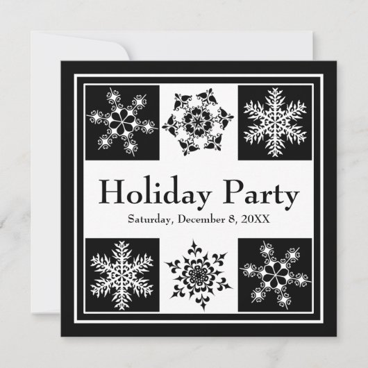 Winter Night Party Elegant Snowflakes Kerstmis Kaart (Voorkant)