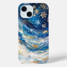 Winter Night Sky en Snowflakes telefoonhoesje