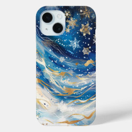 Winter Night Sky en Snowflakes telefoonhoesje iPhone 15 Case