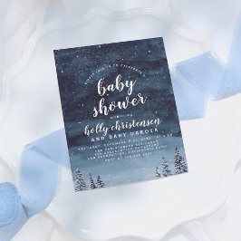 Winter Night Sky Genderneutraal Baby shower Uitnodiging Briefkaart