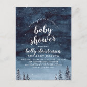 Winter Night Sky Genderneutraal Baby shower Uitnodiging Briefkaart (Voorkant)
