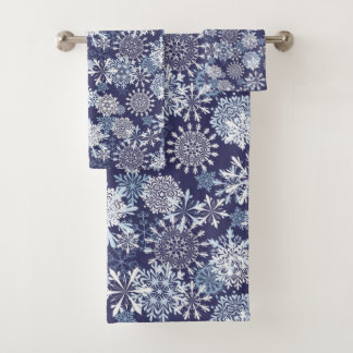 Winter Night Sky met Sneeuwvlokken Bad Handdoek