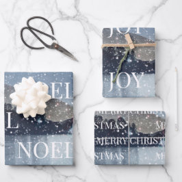 Winter Night Snow Kerstmis Inpakpapier Vel