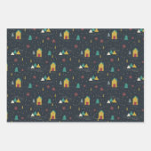 Winter Night Snowflakes landend op kleine huizen Inpakpapier Vel (Voorkant 2)