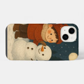 Winter Night Snowman Fun iPhone Hoesje (Achterkant horizontaal)