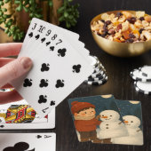 Winter Night Snowman Fun Pokerkaarten (Insitu)