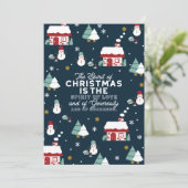 Winter Night Village Scène met Kerstmis Spirit Bedankkaart (Staand voorkant)