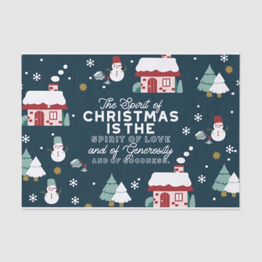 Winter Night Village Scène met Kerstmis Spirit Tissuepapier (Voorkant)