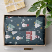 Winter Night Village Scène met Kerstmis Spirit Tissuepapier (Geschenk)