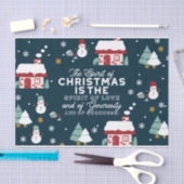 Winter Night Village Scène met Kerstmis Spirit Tissuepapier (Craft)