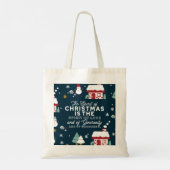 Winter Night Village Scène met Kerstmis Spirit Tote Bag (Achterkant)