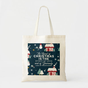 Winter Night Village Scène met Kerstmis Spirit Tote Bag