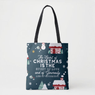 Winter Night Village Scène met Kerstmis Spirit Tote Bag