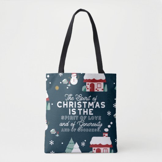 Winter Night Village Scène met Kerstmis Spirit Tote Bag (Voorkant)