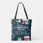 Winter Night Village Scène met Kerstmis Spirit Tote Bag (Achterkant)