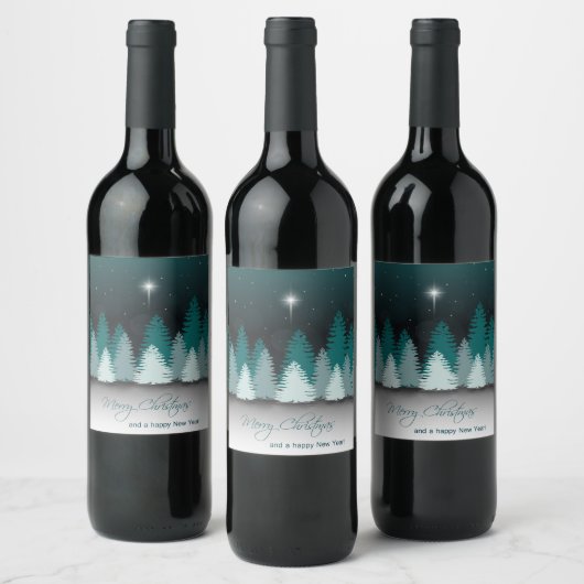 Winter Night with Star of Bethlehem Wijn Etiket (Flessen)