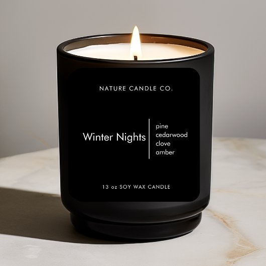 Winter Nights Kaarsenlabel | minimalistisch Vierkante Sticker