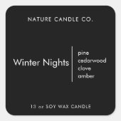 Winter Nights Kaarsenlabel | minimalistisch Vierkante Sticker (Voorkant)
