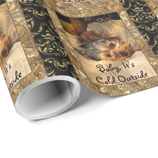 Winter Nights Yorkie Customize Cadeaupapier (Rol Hoek)