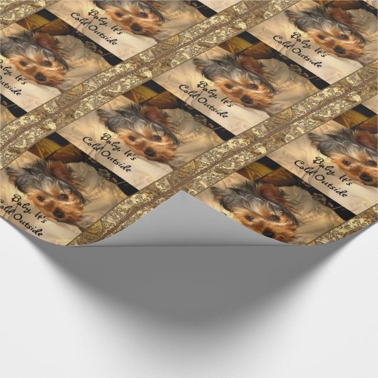 Winter Nights Yorkie Elegant Cadeaupapier (Hoek)