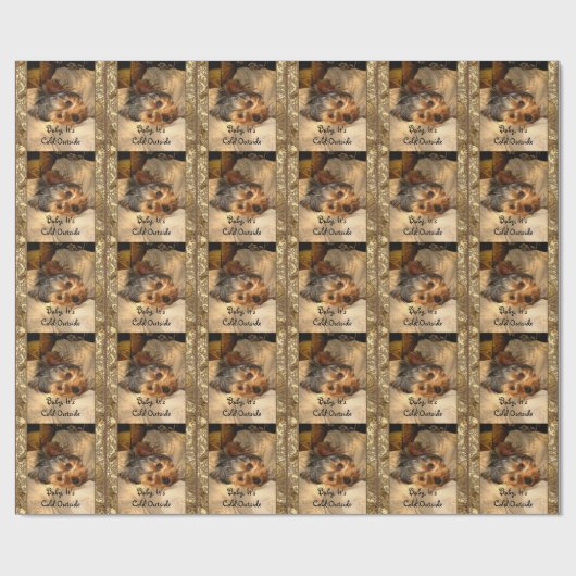 Winter Nights Yorkie Elegant Cadeaupapier (Vlak)