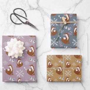 Winter Nordic Fox Holiday Wrapping Papier Bladen Inpakpapier Vel