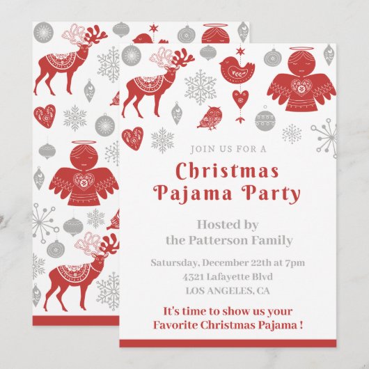 Winter Nordic Schattige Kerst Pyjama Party Kaart (Voorkant / Achterkant)