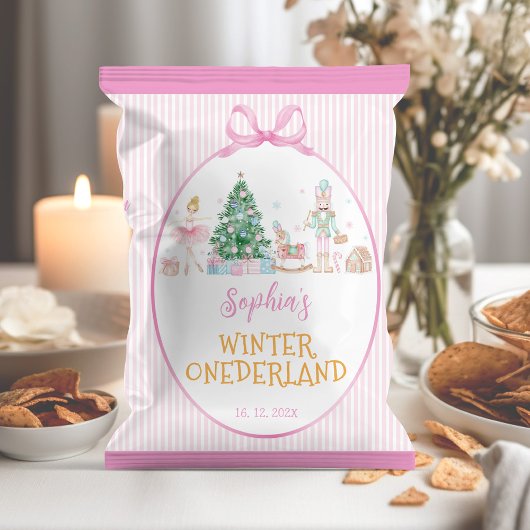 Winter Notenkraker Roze Verjaardag Chipzak Verpakk Flyer