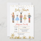 Winter Nutcracker baby shower Invitation Gold Kaart (Voorkant)